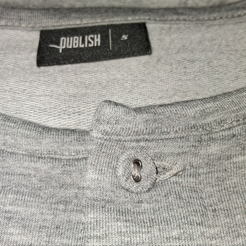 Publish Light Gray Buttoned Henley